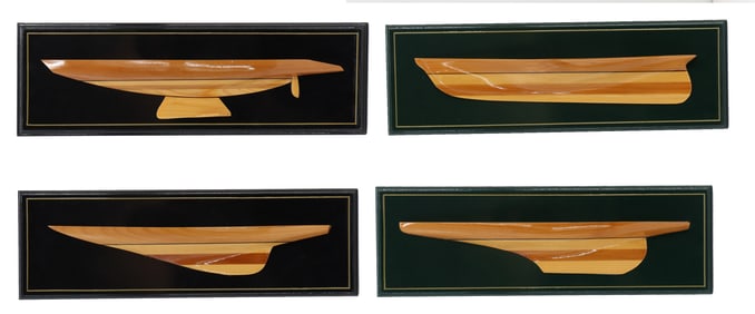 (4) Variants of Half-Hull Boats on Matching Wall-Hanging Board