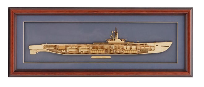 Framed Museum Quality Wood Cutaway USS Balao Class Submarine