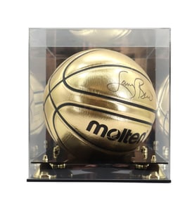 Larry Bird Autographed Gold Basketball in Display Case