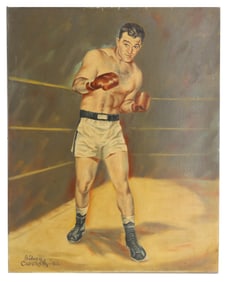 Sidney Crockett, 1962 Oil on Canvas Painting of Rocky Marciano