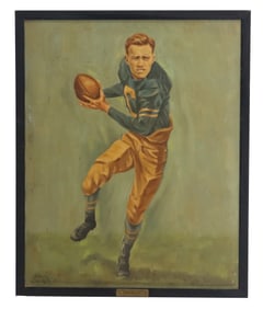 Sidney Crockett, 20th Century American, 1962 Oil on Canvas Painting of "Brick" Muller