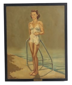 Sidney Crockett, 20th Century American, 1960's Oil on Canvas Painting of Olympic Gold Medalist Ann