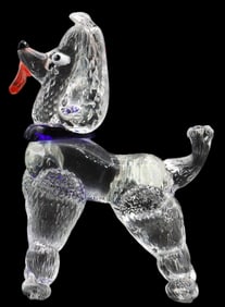 American Pilgrim Glass Signed Mario Poodle Statue