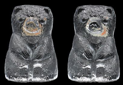 Pair of American Blenko Glass Bears Bookends