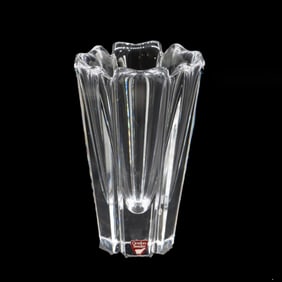 Swedish Orrefors Crystal Floral Vase