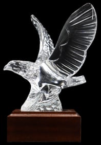 Waterford Crystal Eagle Attached to Wooden Stand