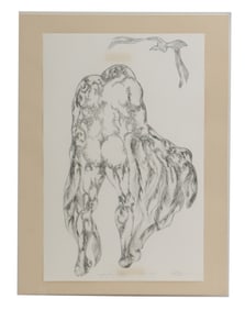 Signed Modern Abstract Surrealist Artist's Proof Print "Fright of Flight"