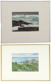 Two Coastal Watercolors, "Storm Surf"