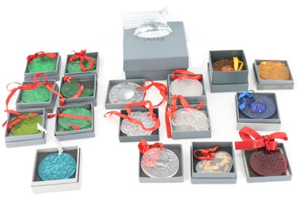(18) French Lalique Art Glass Christmas Ornaments