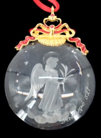 Faberge Art Glass Angelic Christmas Ornament in Original Box