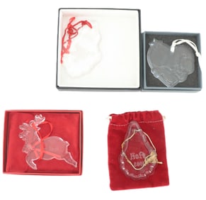 (4) Baccarat Art Glass Christmas Ornaments