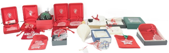 Assortment of (19) Crystal / Porcelain Ornaments Lenox, Hoya, Orrefors, Waterford