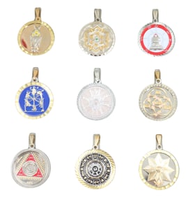 Group of 9 Religious, Spiritual, and Healing Pendants of Harmony