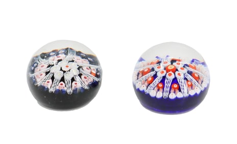 (2) Millefiori Art Glass Paperweights