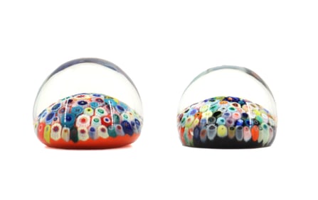 (2) Art Glass Millefiori Paperweights from Player's Navy Cut Tobacco
