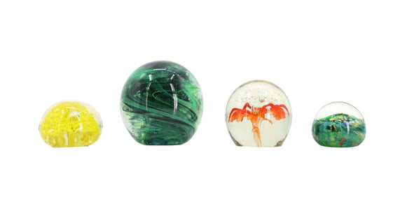 (4) Irish Art Glass Paperweights