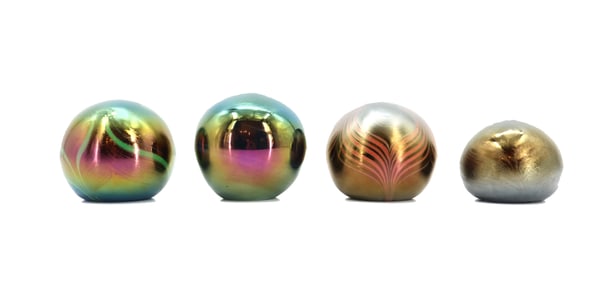 (4) W.E. Porter Signed and Dated Iridescent Art Glass Paperweights