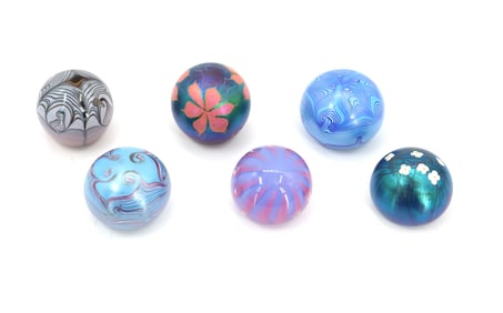 (6) Art Glass Paperweights from Eisch Glassworks and American Studios