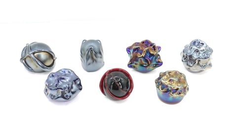 (7) W.E. Porter Signed and Dated Unique Art Glass Paperweights