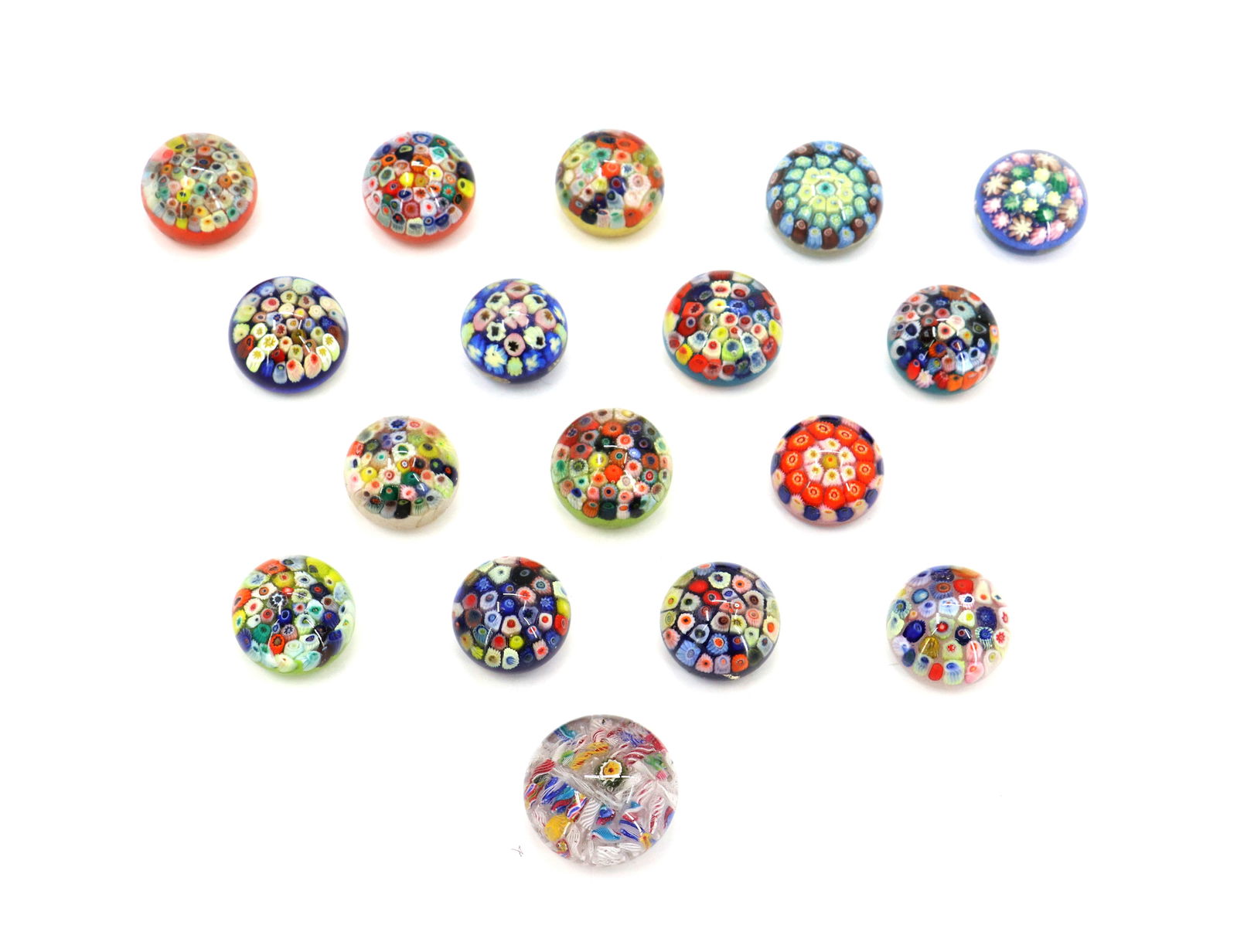 (17) Millefiori Art Glass Paperweights (1 of 17)
