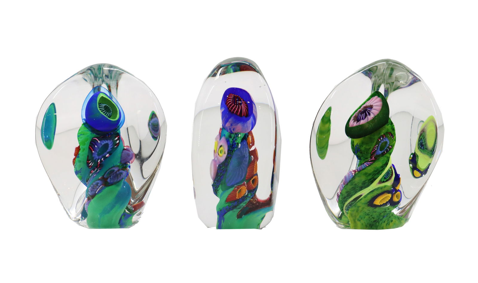 (3) Signed and Dated Vitra Glass Studio Coral Reef Paperweights (1 of 16)