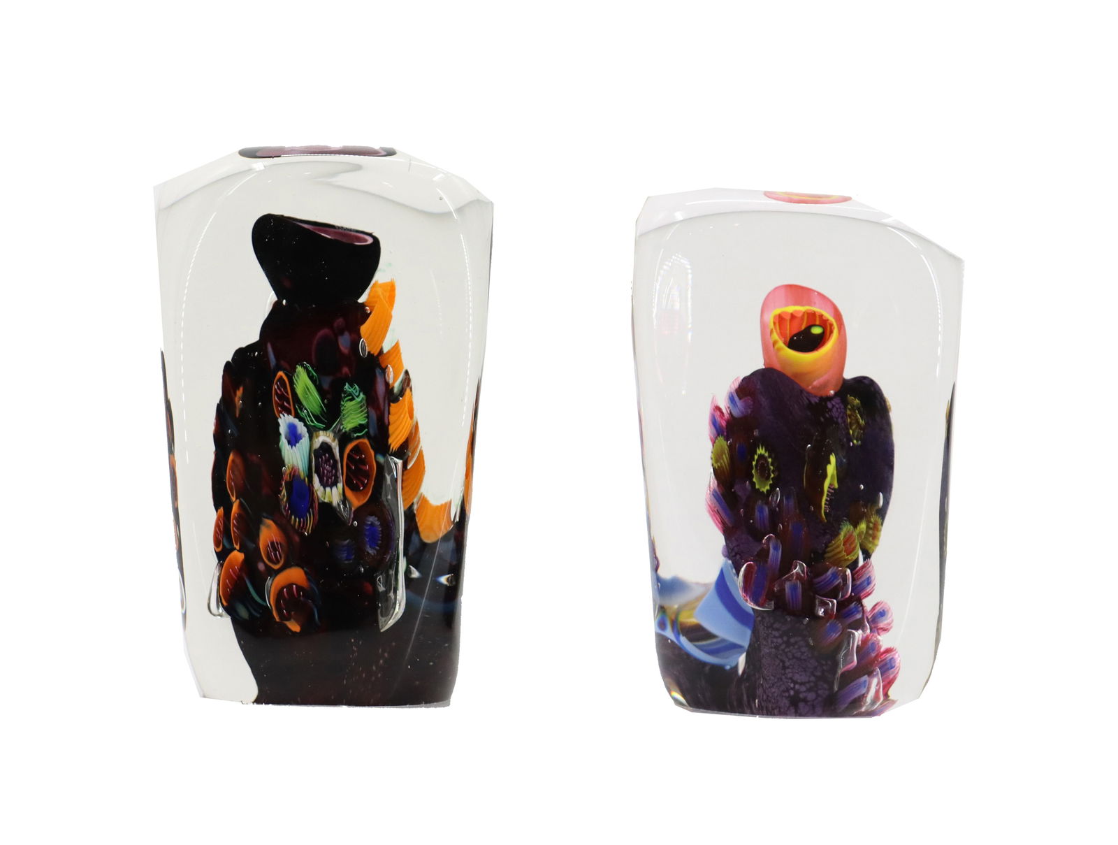 (2) Signed and Dated Vitra Glass Studio Coral Reef Square Paperweights (1 of 15)