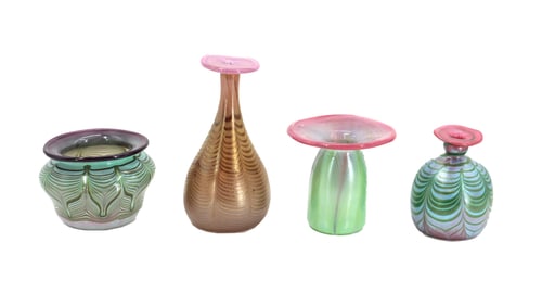 (4) Signed and Dated German Eisch Art Glass Flared Mouth Vases