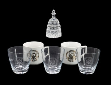 (6) American Patriotic Themed Pieces of Crystal, Ceramic, and Glassware