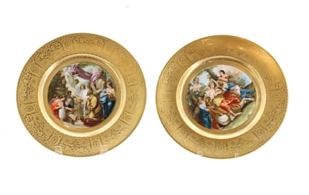 (2) Heinrich & Co. Bavarian Painted Porcelain Display Plates