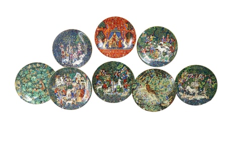 Group of 8 Limited Edition Tapestry Style French Limoges Haviland Plates