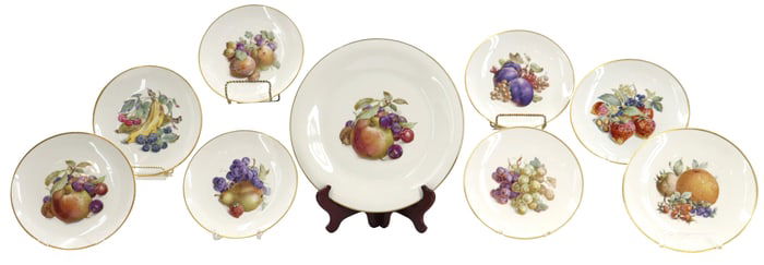 (9) Baronet China German Porcelain with Fruit Basket