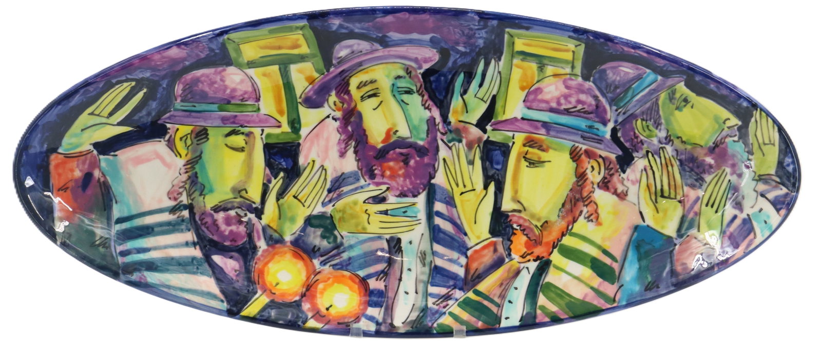 Anatoly Turov (Born 1926) Russian/American, Oval Judaica Centerpiece Bowl: Anatoly Turov (Born 1926) Russian/American, Oval Judaica Centerpiece Bowl. Signed and dated '98 on underside. Size: 20 1/2 x 9 x 1 3/4 in. Anatoly Turov was born in the Ukraine in