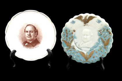 (2) American Hand Painted Porcelain Plates Depicting William Jennings Bryant