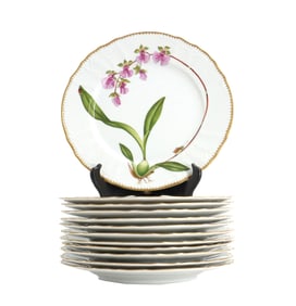 (12) Anna Weatherly Hand Painted Porcelain Plates with Lavender Motif