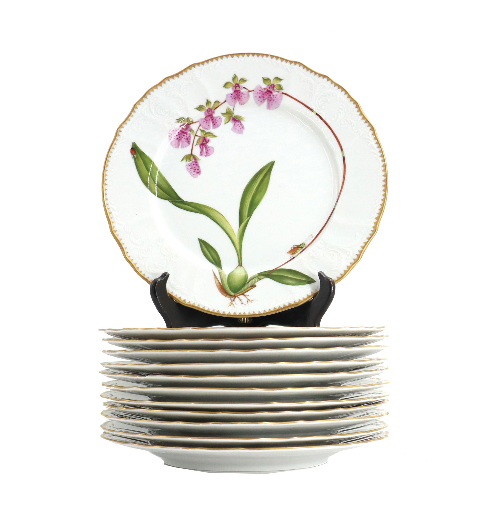(12) Anna Weatherly Hand Painted Porcelain Plates with Lavender Motif (1 of 18)