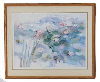 T. White Floral Lithograph
