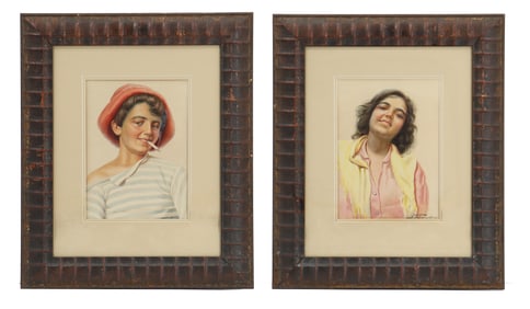 (2) Antonio Enrique Fiorentino (Early 20th Century) Italian, Watercolors