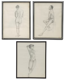 (3) Barbara Harrison (Born 1942) American, Nude Figural Graphite Drawings