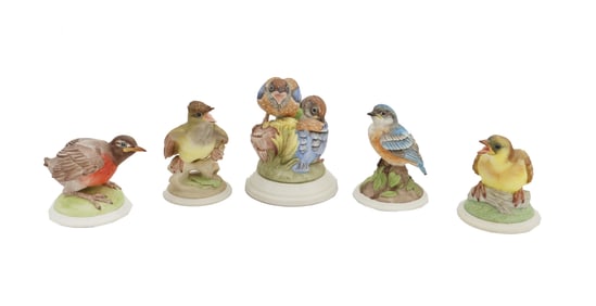 (5) American Boehm Porcelain Birds Figurines