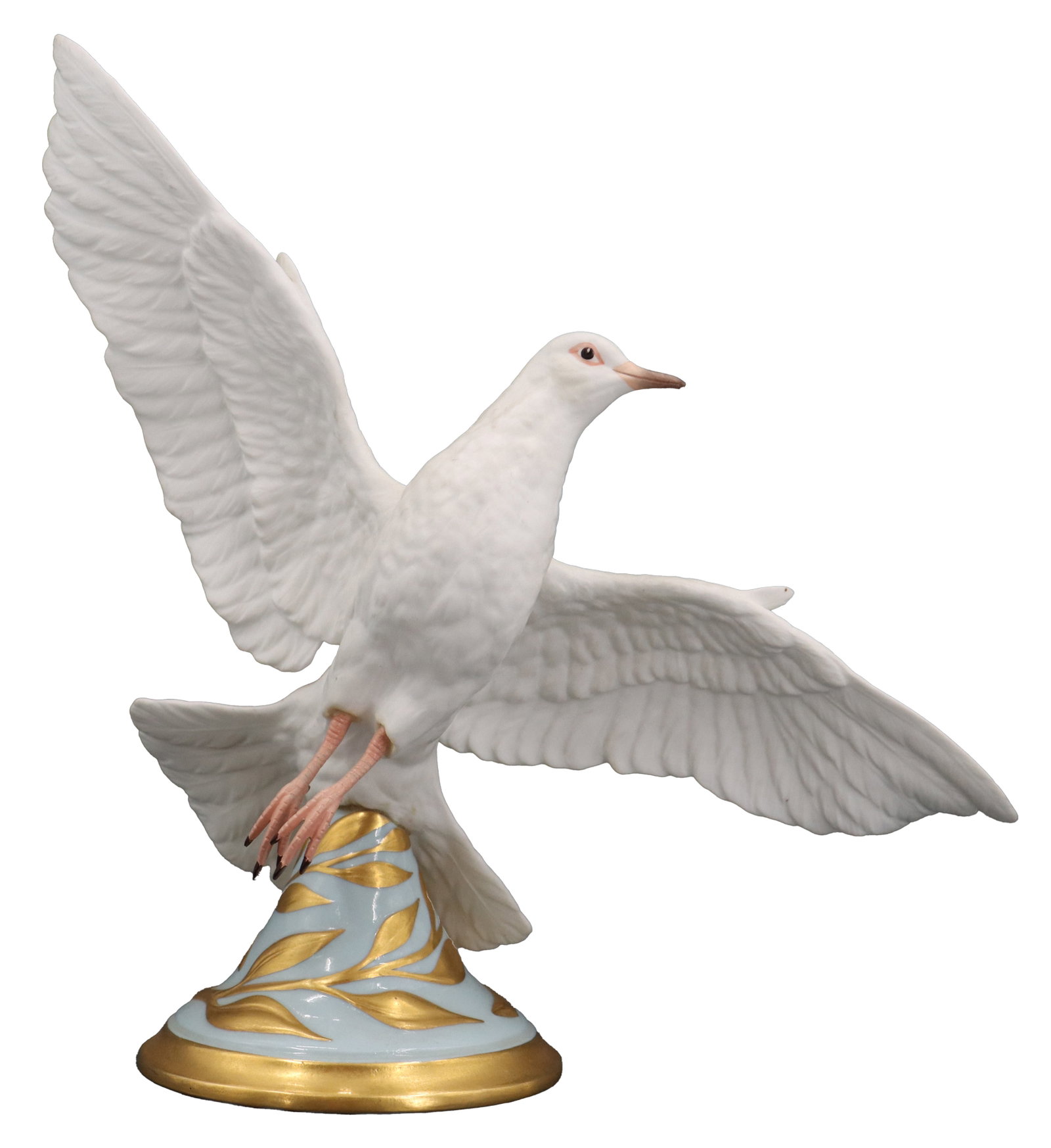 Reagan/Gorbachev Boehm Special Edition 1988 Porcelain Peace Dove: Boehm Special Edition 1988 Porcelain Peace Dove. Glorious in-flight pose on a gilt leaf pattern base. Marked on underside "Global Peace Dove from the Global Peace Sculpture presented by Ronald Reagan 