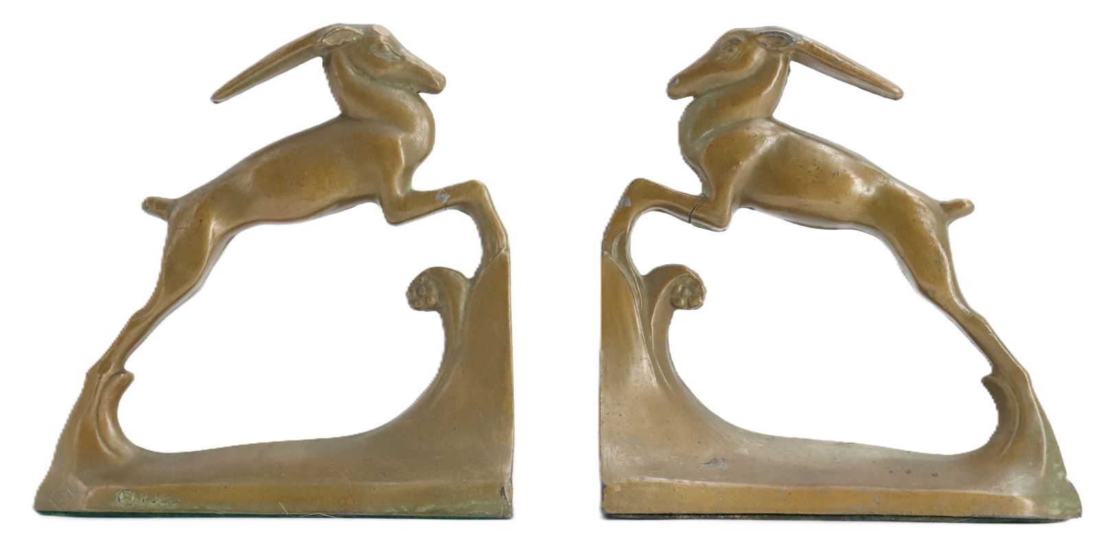 (2) Vintage Art Deco Leaping Gazelle Bronze Bookends (1 of 18)