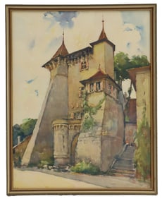 Impressionist English Castle Watercolor