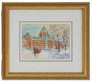 Roland Dostie (1919-2019) Canadian, Winter Scene Watercolor