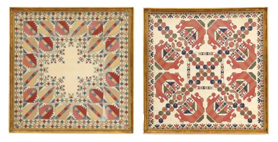 (2) Framed Embroidered Panels