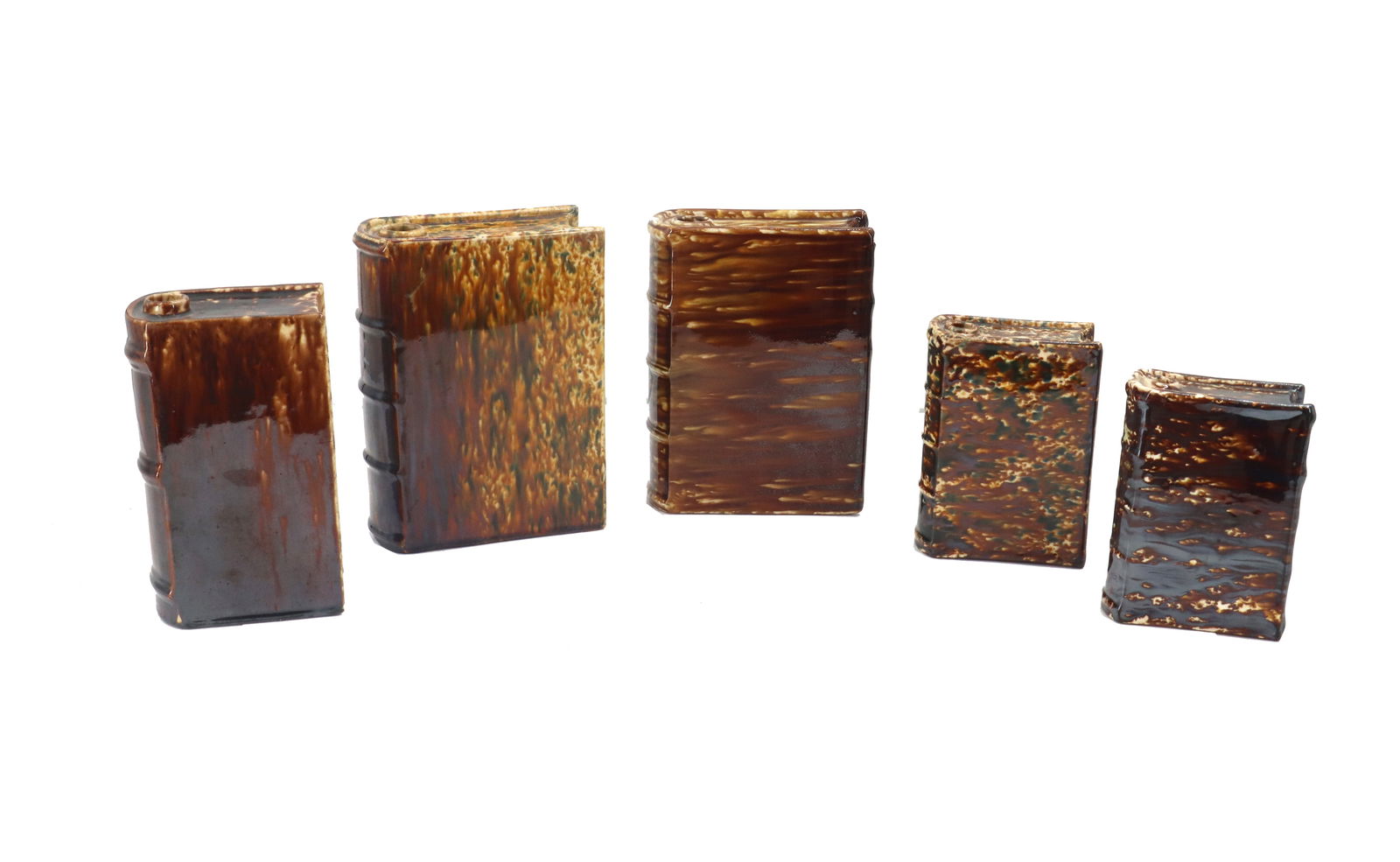 Group of 5 American Bennington Attributed Rockingham-Glazed Pottery Flasks (1 of 18)