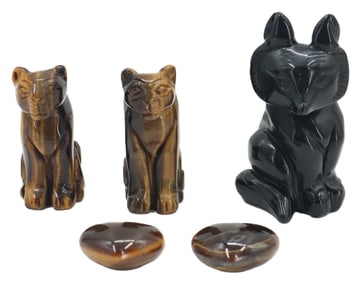 (5) Carved Semi-Precious Stone Items