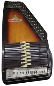 Vintage Japanese Chromaharp Autoharp Instrument with Original Leather Case