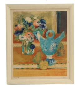 Paul Collomb (1921-2010) French, Artists Proof Lithograph, a Vase of Flowers and a Pitcher