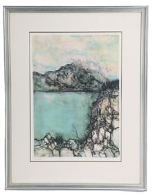 Bernard Ganter (1928-2018) French, Lithograph, "Lake in Winter"