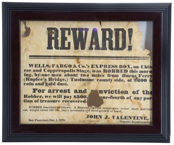 1875 Wells Fargo Reward Poster